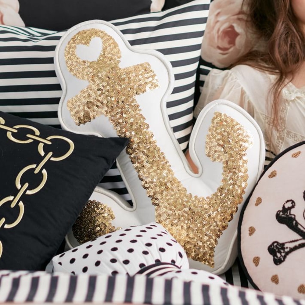 The Emily & Meritt Gold Anchor Pillow - Picture 6 of 7